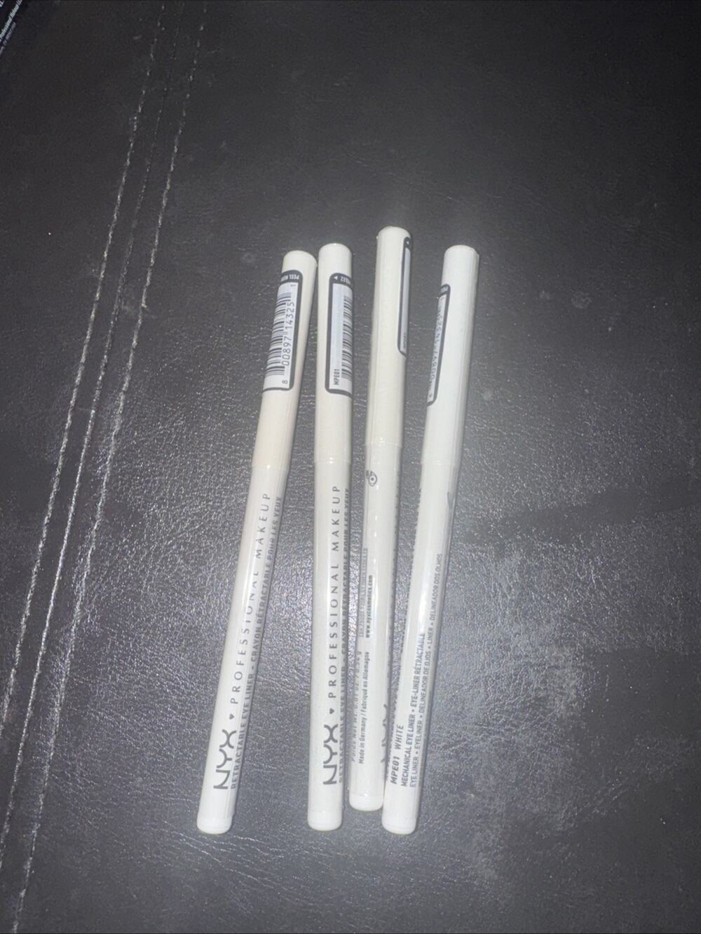 4 NYX Makeup Retractable Eye Liner Pencil Crayon in White FULL SIZE 0.01 oz